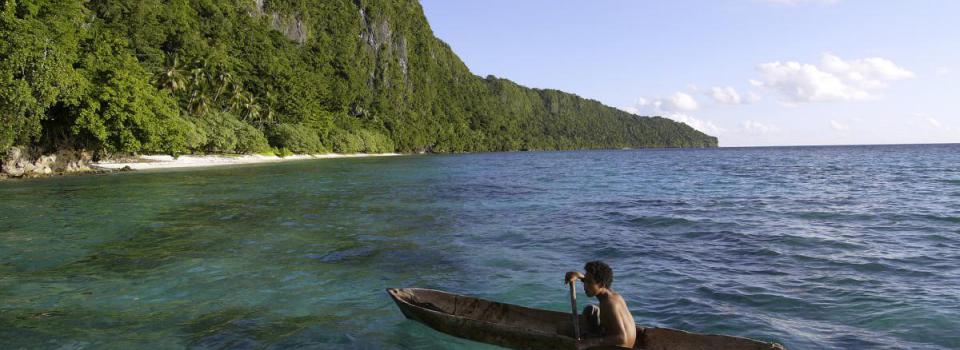 Canoeist off the coast of East Rennell - Solomon Islands